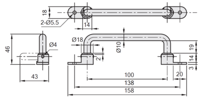 50-250-0 MODULAR SOLUTIONS STEEL FOLDING HANDLE 100, NO MOUNTING HARDWARE INCLUDED